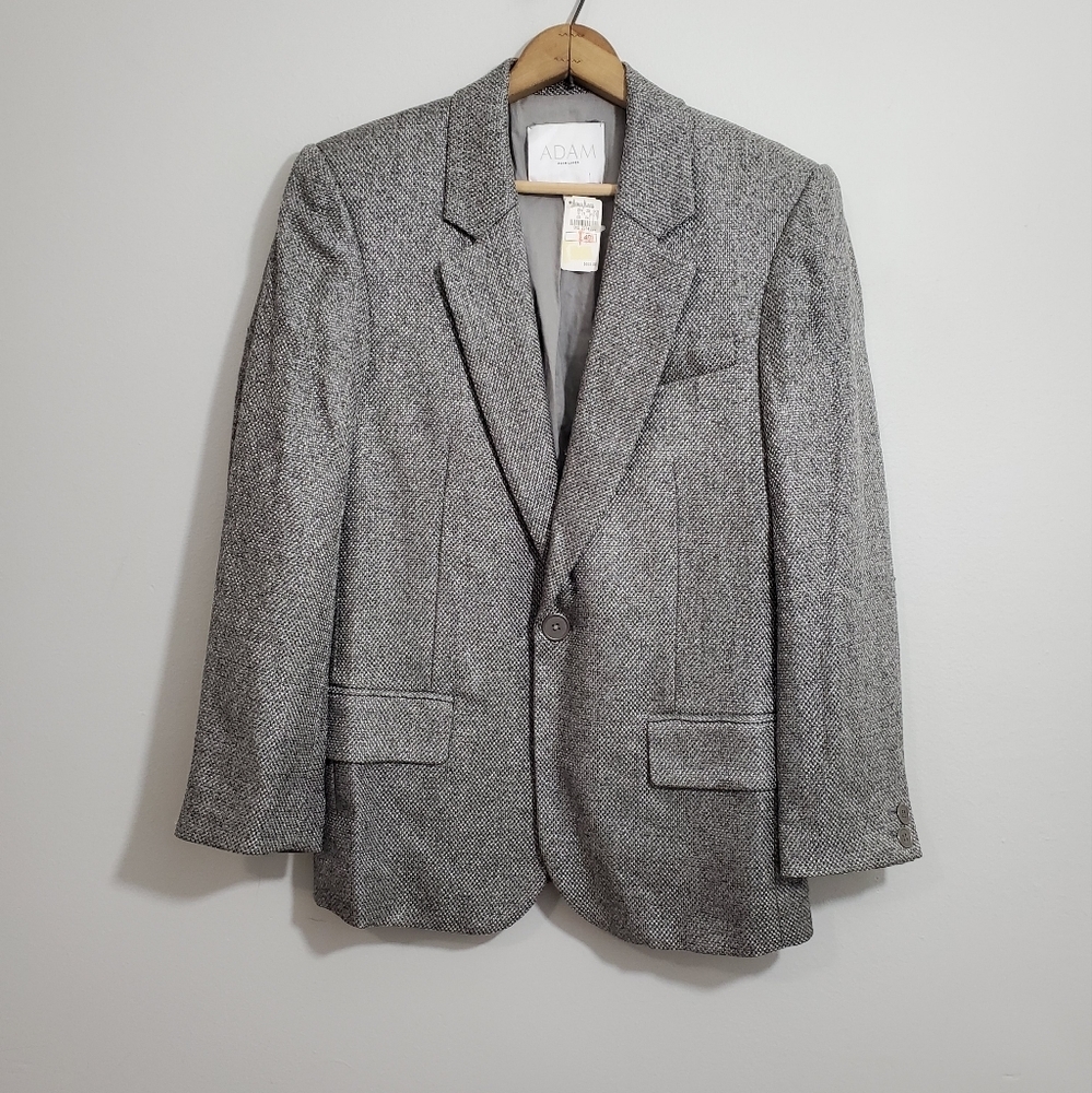 Nwt Adam Lippes Silver Virgin Wool Tweed Sport Coat